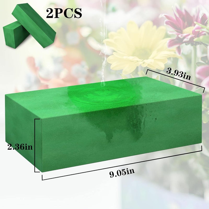 Max Shape Pack of 2 Large Size Floral Foam Blocks for Fresh and Artificial Flowers (9” L x 4” W), Wet Florist Foam Blocks for Wedding Holiday Decorations (2 Pack) - Image 2